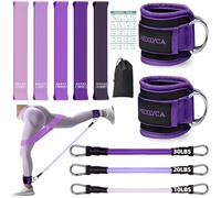 Kit Élastique Musculation - 12 pièces Bandes de Résistance de 5 à 40 lbs et Sangles Cheville de 10 à 30 lbs, Élastique Premium pour Fitness Maison avec Guide d'Entraînement et Sac Inclus