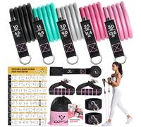 Kit Elastique Musculation, 5 Elastic Musculation, Elastique Sport avec Grandes Poignées, Sangles de Cheville, Accessoire d'ancrage de Porte, Idéal L'entraînement en Force et la Physiothérapie