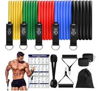 Kit Élastique Musculation 5 Niveaux,Bandes De Résistance Avec Grandes Poignées Et Sangles De Cheville,Pour Yoga,Pilates Et Fitness