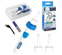Kit électrique d'élimination du cérumen - Aspirateur auriculaire polyvalent avec 2 embouts de rechange lavables ; nettoyeur d'oreilles sûr et doux pour adultes, enfants et seniors