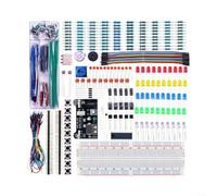 Kit électronique de base pour débutant avec 830 points d'attache et alimentation, kit de carte sans soudure avec résistances, LED, cavaliers pour projets Arduino DIY