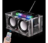 Kit Électronique Radio, 87.5-108 MHz DIY Kit Soudure Electronique, Haut-Parleur Bluetooth Kit Soudure avec Voyant LED, Boîtier en Acrylique, Télécommande, pour Apprendre à Souder