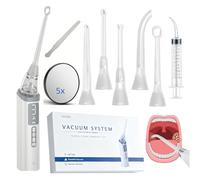 Kit électronique retrait pierre d'amygdale sous vide aspiration 3 niveaux réglables miroir grossissant 5x irrigateur oral abaisse-langue, soins bucco-dentaires(008)