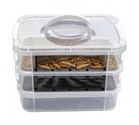 Kit Élevage Ver De Farine Vivant - Bac Nourrisseur À 2/3 Niveaux pour À Soie, Boîte Élevage Ver Farine, Conteneur d'alimentation pour De Farin pour Poules, Grenouilles, Lézards
