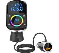 Kit émetteur FM voiture double affichage Pd3.0/qc3.0 Bluetooth 5.0 Bleu Chargeur rapide