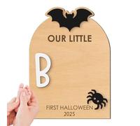 Kit Empreinte Bébé | Art d'Empreinte de Pied en Bois pour Bébé Halloween - Plaquette Artisanat Souvenir Pour Parents Chambre Bébé Cadeau Naissance Noël Halloween Déco