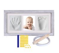 Kit Empreinte Bebe Mains - Cadre Empreinte Bébé - Kit Ornement Souvenir Bébé Décorations pour murale ou table Liste de Naissance - Nouveau-Né Cadeaux Filles & Garçons (Gris)