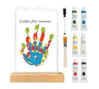Kit Empreinte De Main Souvenir, Souvenir Empreinte Patte Animale En Acrylique Transparent, Avec Base En Bois Pour Création Familiale, pour Animal Maman Enfant Garçon Fille Petit Ami Mamie Mariage Anni