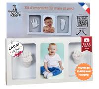 Kit Empreinte Main Pied Bébé - Cadre Photo Inclus - Coffret Naissance Personnalisé - Cadeau Original Baby Shower, Baptême - Plâtre pour Moulage Non Toxique - Souvenir Fille Garçon - Idée Futur Parent
