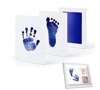 Kit Empreinte Pieds et Mains Bébé,Kit Empreinte Bebe,Enfant Empreinte,Tampon Encreur Sans Encre,Cadre Empreintes Bébé Encr,Clean Touch Tampons,Nouveau-nés Douche Cadeau Bebe Souvenir