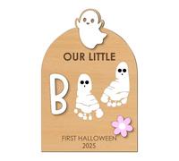 Kit Empreintes Mains et Pieds de Bébé | Art d'Empreinte de Pied en Bois pour Bébé Halloween - Coussinet d'Empreintes Main Cadeau Parents Naissance Noël