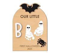 Kit Empreintes Mains et Pieds de Bébé, Panneau d'Art d'Empreinte de Pied ou de Main pour Halloween, Ornement Souvenir avec Tampon Encreur pour Chambre Fêtes de Noël et Naissance Parents