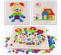 Kit en bois coloré champignons ongles 3D Puzzle jouets de maths pour enfants, assemblage créatif, jeux d'insertion, éducation intellectuelle, jouet en bois