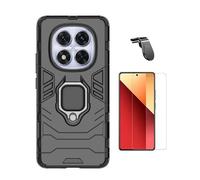 Kit En Verre Trempé Clearglass + Couvercle De Défense Militaire 3X1 + Support Magnétique L Safe Phonecare Pour Xiaomi Redmi Note 14 Pro - Noir