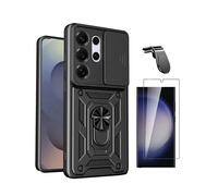 Kit En Verre Trempé Clearglass + Couvercle De Fenêtre Coulissant Magnétique Militaire Defender + Support Magnétique L De Voiture Pour Conduite Sûre PHONECARE Pour Samsung Galaxy S26 Ultra - Noir