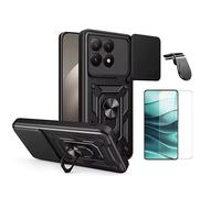 Kit En Verre Trempé Clearglass + Couvercle De Fenêtre Coulissant Magnétique Militaire Defender + Support Magnétique L De Voiture Pour Conduite Sûre PHONECARE Pour Xiaomi 15T 5G - Noir