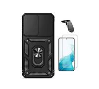 Kit En Verre Trempé Clearglass + Couvercle De Fenêtre Coulissant Magnétique Militaire Defender + Support Magnétique L De Voiture Pour Conduite Sûre PHONECARE Pour Samsung Galaxy A37 5G - Noir