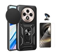 Kit En Verre Trempé Clearglass + Couvercle De Fenêtre Coulissant Magnétique Militaire Defender + Support Magnétique De Voiture Phonecare Pour Oppo Reno12 FS 4G - Noir