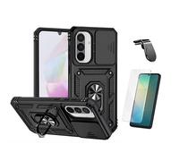 Kit En Verre Trempé Clearglass + Couvercle De Fenêtre Coulissant Magnétique Militaire Defender + Support Magnétique L De Voiture Pour Conduite Sûre PHONECARE Pour Samsung Galaxy A17 4G - Noir