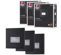 Paulmann 5223 Kit LED encastrés muraux Edge jeu de 3 carrés 80x5 mm 3x1,2W 3x50lm 230V 2700K noir dépoli