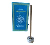 Kit Encens Sughandit Dhoop de l'Himalaya - Kit Cadeau Encens Tibétain - 100% Naturel - 30 barres en boîte avec un Porta Encens (Nag Champa)