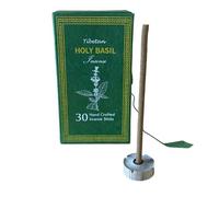 Kit Encens Sughandit Dhoop de l'Himalaya - Kit Cadeau Encens Tibétain - 100% Naturel - 30 barres en boîte avec un Porta Encens (basilic Holi)
