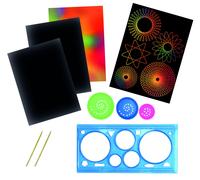 Kit Enfant Cartes À Gratter Arc En Ciel Avec Spirographe