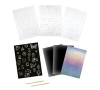 Kit Enfant Cartes À Gratter Hollogrammes Et Pochoirs - Megacrea Diy