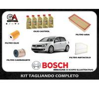 KIT Entretien Huile castrol edge 5W30 5LT 4 Filtres Bosch VW Golf 6 1.6 Tdi 77