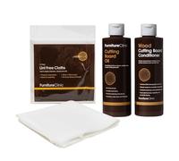 Kit Entretien Planche à Découper - Nettoie, Entretient, Protège et Répare - Contient : Huile Planche à Découper 250 ml, Conditionneur Planche à Découper 250 ml & Chiffons Non Pelucheux