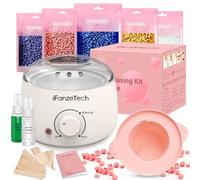 Kit Epilation Cire, Chauffe Cire Epilation: avec 5 * 100g Perles, 30 Spatules, Silicone Bol & Gants, Appareil Chauffe-cire Épilation Pour Tous Types de Peau, Facile Nettoyer(Creamy White)