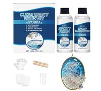 Kit époxy résine - Paire de durcisseur de colle AB transparente, 200 ml solution totale de bricolage, kit époxy multifonction, dessous de verre de bijoux porte-clés marque-page recharge de moule de