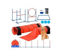 Kit Équipements d'Entraînement Agilité pour Chien, Ensemble 7PCS, Parcours Obstacles pour Chiot, avec Haies Hautes Réglables