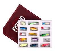 Kit Esche Da -15 Pezzi Con Lure Realistiche A Riflesso in Scatola | -Set Attrezzatura Completo per, Laghi Fiumi Torrenti Acque Dolci E Salate per Jigging Traina Lancio Principianti Ed Esperti