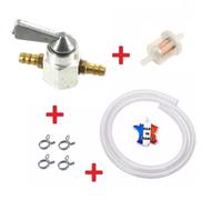 Kit Essence Universel : Robinet 5mm 6mm Gris + Collier + Durite + Filtre A Carburant Moto Mobylette Tondeuse Tracteur Motoculteur