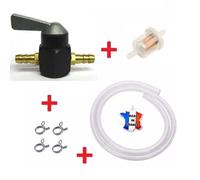 Kit Essence Universel : Robinet 8mm Noir + Collier + Durite + Filtre A Carburant Moto Mobylette Tondeuse Tracteur Motoculteur
