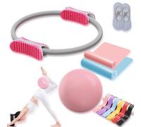 Kit essentiel de pilates - Anneau de résistance, bandes, sangles de tirage, balle et chaussettes antidérapantes - Ensemble d'entraînement complet à domicile pour le tronc, les fessiers et la