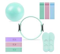 Kit essentiel de pilates - Équipement de fitness portable - avec anneau de pilates tonifiant, longues bandes de résistance, bandes de boucle de Pilates, balle de Pilates douce et chaussettes