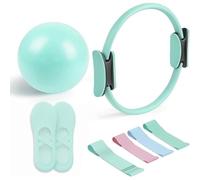 Kit essentiel de pilates - Équipement de fitness portable - avec anneau de pilates tonifiant, longues bandes de résistance, bandes de boucle de Pilates, balle de Pilates douce et chaussettes