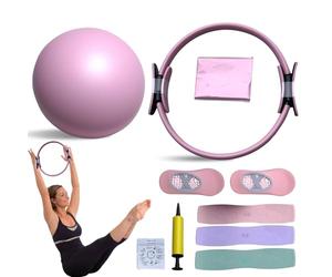 Kit Essentiel de Pilates JOPWUE, avec Anneau de Tonus de Pilates & Longues Bandes de Résistance & Ballon de Pilates Souple & Chaussettes de Pilates Antidérapantes, Équipement de Fitness Portable pour