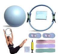 Kit Essentiel de Pilates, Kit de Pilates Portable pour la Maison pour Femmes, avec Anneau de Pilates Tonifiant & Longues Bandes de Résistance & Ballon de Pilates Souple & Chaussettes de Pilates
