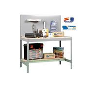 Simonrack Établi d'atelier BT2 – 400 kg, 1445×910×610 mm, panneau perforé – Gris/Bois