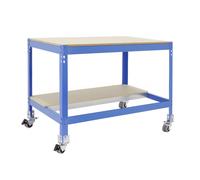 Kit établi mobile Bricolage - 917x910x610 - 2 niveaux Bleu/Bois - SIMON RACK - 8435104984383