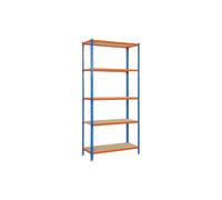 - Etagère de rangement 1800x900x400mm Bleu orange bois Charge 150Kg - Maderclick 5/400