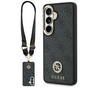 Kit étui + lanière Guess 4G Big Rhinestone Triangle Strap MagSafe pour Samsung Galaxy S26, noir