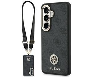 Kit étui + lanière Guess 4G Big Rhinestone Triangle Strap MagSafe pour Samsung Galaxy S26, noir