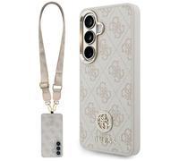 Kit étui + lanière Guess 4G Big Rhinestone Triangle Strap MagSafe pour Samsung Galaxy S26 rose