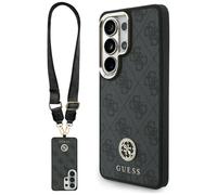 Kit étui + lanière Guess 4G Big Rhinestone Triangle Strap MagSafe pour Samsung Galaxy S26 Ultra, noir