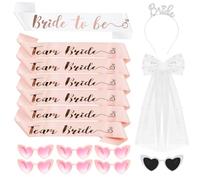 Kit Evjf Accessoire, 7 Lunettes Coeur + 1 Echarpe Bride to be + 6 Écharpes Team Bride + 1 Voile Future Mariée + 1 Serre Tete Evjf, Déguisement pour Enterrement de vie de Jeune Fille
