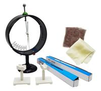 Kit expérimental de friction statique for électroscope pointeur, tige de verre en soie | Cadre rotatif en fourrure artificielle, détection de charge positive et négative, électrostatique